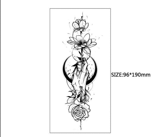 Flower Hand Temporary Tattoo